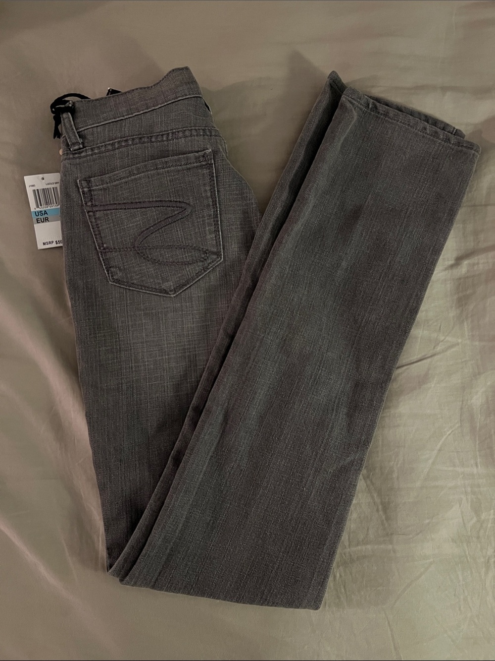 7 For All Mankind Gray Slim Jeans with Signature Back Pocket
